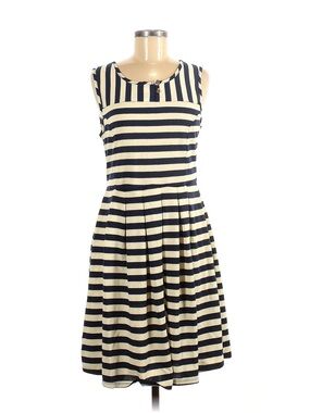 dear creatures Navy and Cream Striped Fit-and-Flare Midi Dress